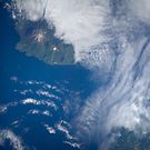 Vulkan Ekarma Volcanic Island Satellite Image by Jim Plaxco