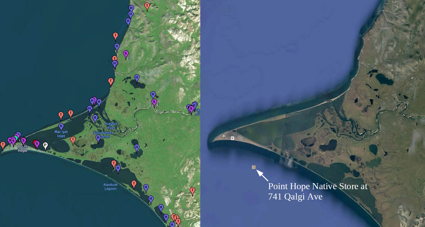 Point Hope Alaska: Google Earth vs Geonames