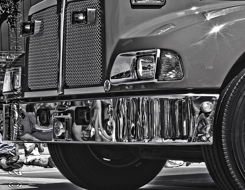 Fire Truck Grill black and white photograph