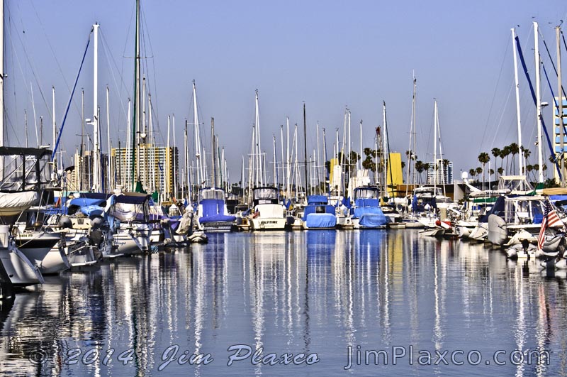 Sailboats in Harbor, Rainbow Harbor, Long Beach, CA